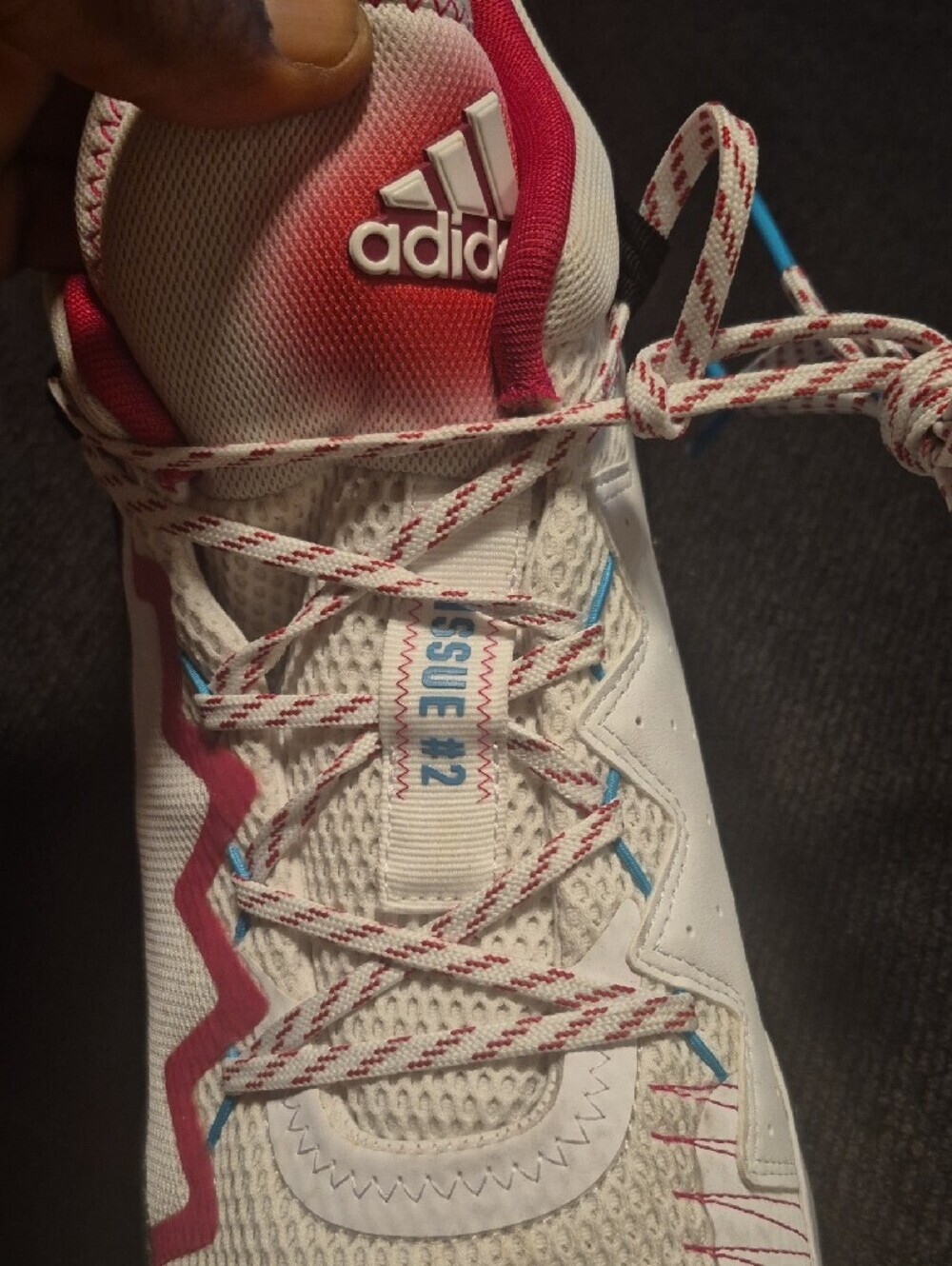 adidas White and Red Gradient Training Sneakers - Picture 8 of 9